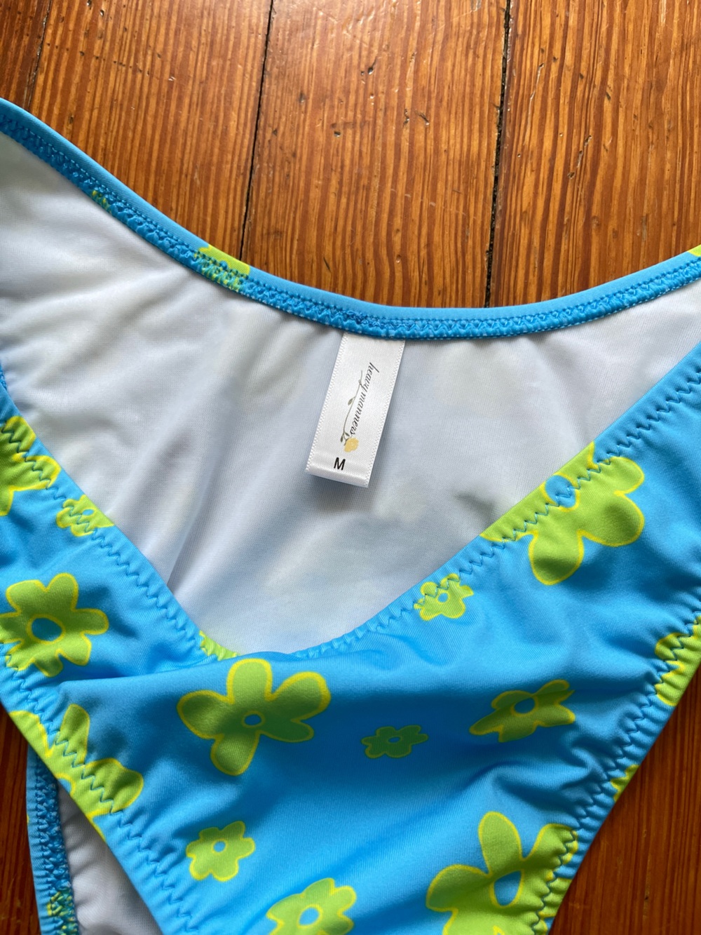 NWOT Heavy Manners High Cut Cheeky Bottoms in Miss August Blue Green Floral - Picture 7 of 9